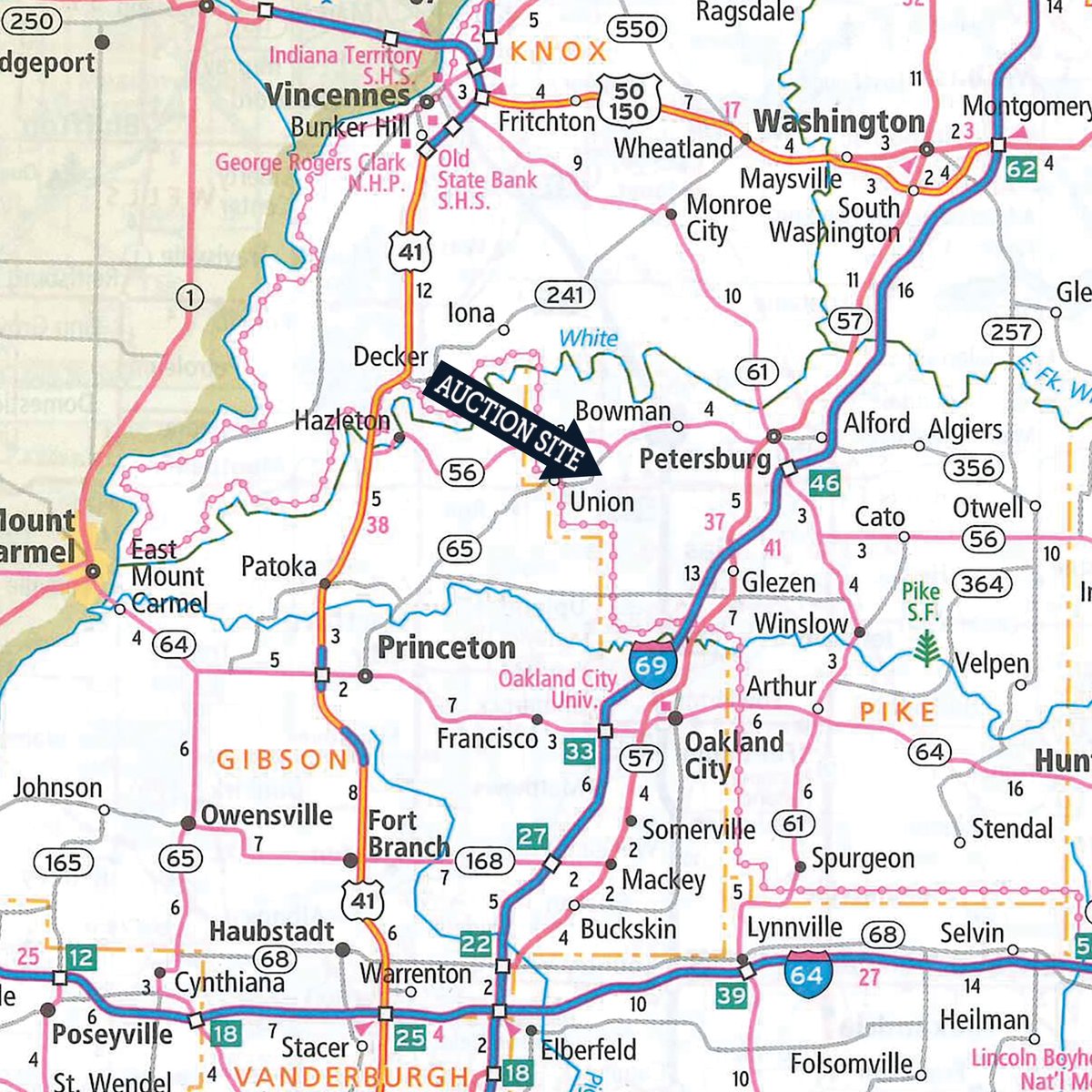 Area map - FARM EQUIPMENT AUCTION IN PIKE COUNTY, INDIANA